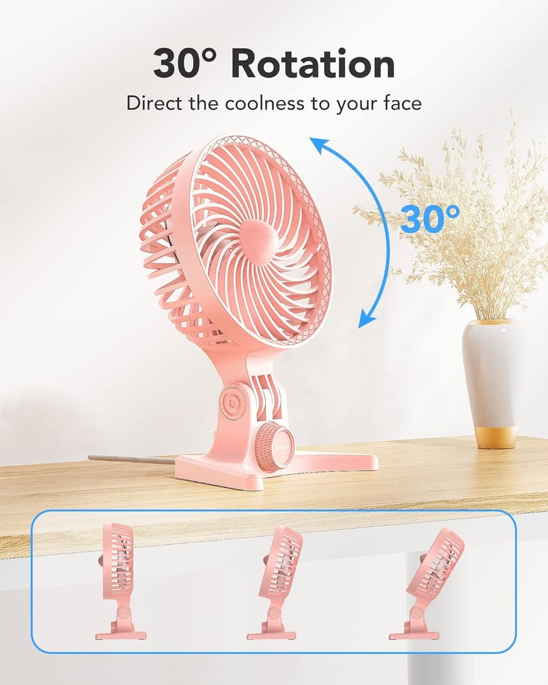 AaoLin USB Desk Fan, Small Fans with CVT Variable Speeds, Strong Cooling Airflow, Quiet Portable, Desktop Mini Personal Table Fan for Room, Home,Office, Bedroom, Pink - Image 4